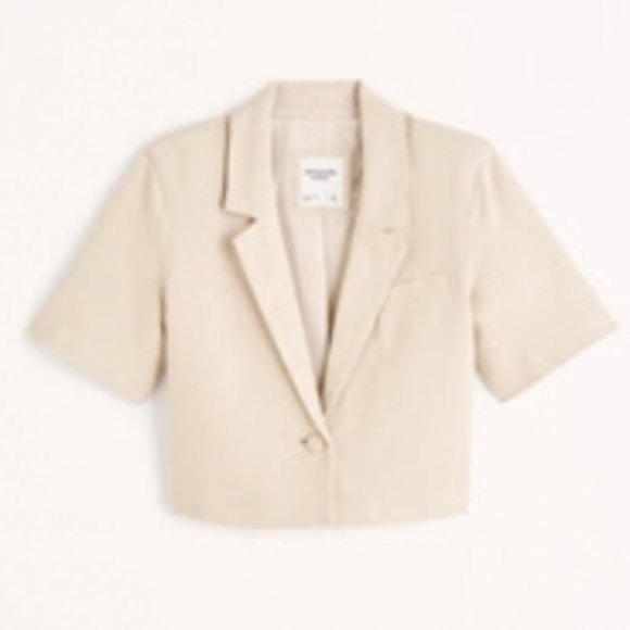 Linen cropped blazer - Picture 5 of 5